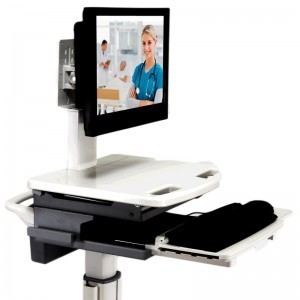 ADITI 22" All-In-One Quad Core Flat Screen Computer On Wheels / Medical Cart Computer (TL2530LIB) - Front Angle